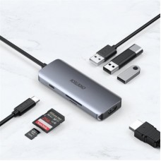 Концентратор Choetech USB-C 7-in-1 (HDMI/PD/CR/USB-A/USB-C) alum (HUB-M19-GY) - Фото