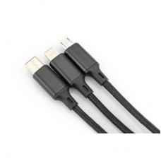 Дата кабель USB 2.0 AM to Lightning + Micro 5P + Type-C 1.0m charge only Digitus (AK-300160-010-S) - Фото