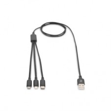 Дата кабель USB 2.0 AM to Lightning + Micro 5P + Type-C 1.0m charge only Digitus (AK-300160-010-S) - Фото