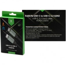 Дата кабель USB-C to USB-C 1.5m USB3.2 Gen2 100W 10GBps Nylon Vinga (VCPDCU3215) - Фото