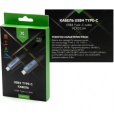 Дата кабель USB-C to USB-C 0.8m USB4 240W 40GBps 8K60Hz Nylon Vinga (VCPDCU4) - Фото