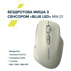 Мышка Canyon MW-21 Wireless Blue LED Cosmic Latte (CNS-CMSW21CL) - Фото