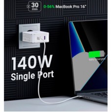 Зарядний пристрій Ugreen 3xUSB 140 W GaN (2xUSB-C+USB-A) CD289 with C to Cable 1.5 м White (15339) - Фото