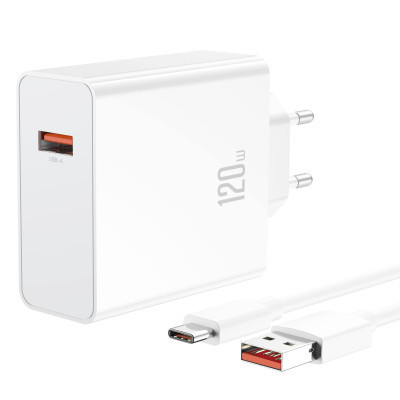 Зарядний пристрій XO L128 120 W with cable Type-C white (XO-L128-WH)