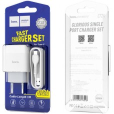 Зарядний пристрій HOCO C72A Glorious single port charger set (Type-C) White (6931474713018) - Фото
