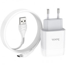 Зарядний пристрій HOCO C73A Glorious dual port charger set (Type-C) White (6931474713070) - Фото