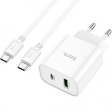 Зарядний пристрій HOCO C80A Plus Rapido PD20W+QC3.0 charger set (C to C) White (6931474779908) - Фото