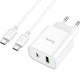 Зарядний пристрій HOCO C80A Plus Rapido PD20W+QC3.0 charger set (C to C) White (6931474779908)