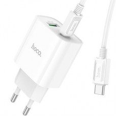 Зарядний пристрій HOCO C80A Plus Rapido PD20W+QC3.0 charger set (C to C) White (6931474779908) - Фото