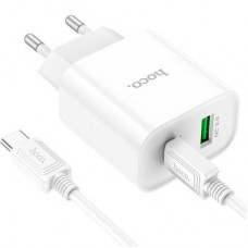 Зарядний пристрій HOCO C80A Plus Rapido PD20W+QC3.0 charger set (C to C) White (6931474779908) - Фото