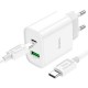 Зарядний пристрій HOCO C80A Plus Rapido PD20W+QC3.0 charger set (C to C) White (6931474779908)