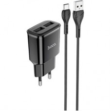 Зарядное устройство HOCO C88A Star round dual port charger set(Type-C) Black (6931474749543) - Фото