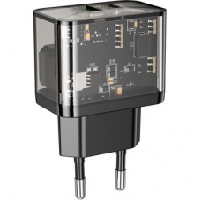 Зарядний пристрій HOCO N34 Dazzling dual-port Black (6931474799166) - Фото