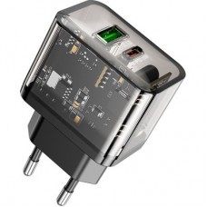 Зарядний пристрій HOCO N34 Dazzling dual-port Black (6931474799166) - Фото