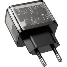Зарядний пристрій HOCO N34 Dazzling dual-port Black (6931474799166) - Фото