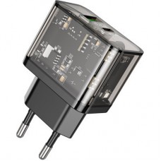 Зарядний пристрій HOCO N34 Dazzling dual-port Black (6931474799166) - Фото
