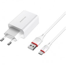 Зарядное устройство BOROFONE BA21A Long journey single port QC3.0 charger set (Type-C) White (BA21ACW) - Фото
