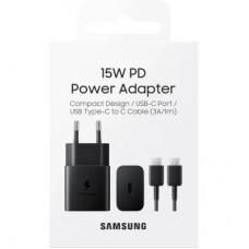 Зарядний пристрій Samsung USB-С 15W Black + Cable USB-C 1 m (EP-T1510XBEGEU) - Фото