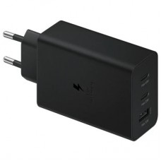 Зарядний пристрій Samsung 2xUSB-С 65 W PD PPS/USB-A Black (EP-T6530NBEGEU) - Фото