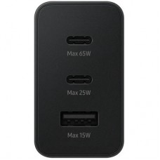 Зарядний пристрій Samsung 2xUSB-С 65 W PD PPS/USB-A Black (EP-T6530NBEGEU) - Фото