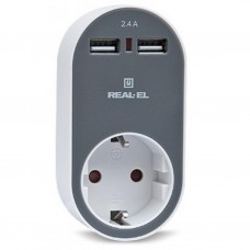 Зарядное устройство REAL-EL USB-устройств + розетка (CS-20)