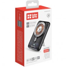 Батарея универсальная ColorWay 10 000 mAh 15W MagSafe (USB QC3.0 + USB-C PD 22.5W) (CW-PB100LPA3BK-WPDD) - Фото