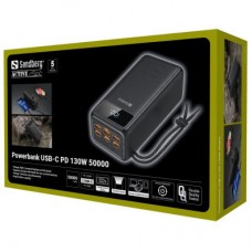 Батарея універсальна Sandberg 50000mAh 130W PD, 3xUSB 3xType-C LED 2W (420-75) - Фото