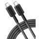 Дата кабель USB-C to USB-C 0.9m 322 Black Anker (A81F5G11)