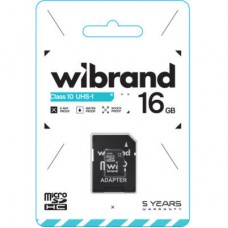 Картка пам'яті Wibrand 16 GB microSD class 10 UHS-I (WICDHU1/16GB-A) - Фото