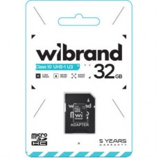 Картка пам'яті Wibrand 32 GB microSD class 10 UHS-I U3 (WICDHU3/32GB-A) - Фото