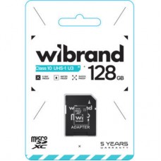 Картка пам'яті Wibrand 128 GB mictoSD class 10 UHS-I U3 (WICDHU3/128GB-A) - Фото