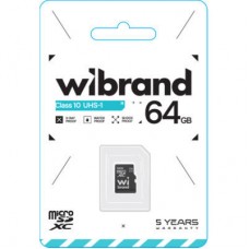 Картка пам'яті Wibrand 64 GB mictoSD class 10 UHS-I (WICDXU1/64GB) - Фото
