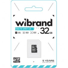 Картка пам'яті Wibrand 32GB mictoSD class 10 U3 (WICDHU3/32GB) - Фото