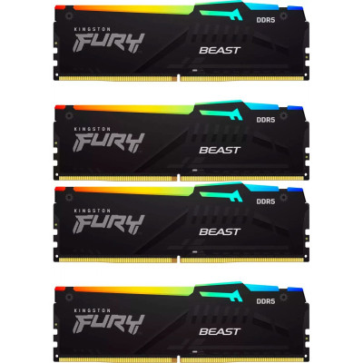 Модуль пам'яті для комп'ютера DDR5 128 GB (4x32GB) 5600 MHz Beast RGB XMP Kingston Fury (ex.HyperX)