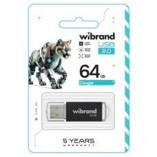 USB флеш накопитель Wibrand 64GB Cougar Black USB 2.0 (WI2.0/CU64P1B) - Фото