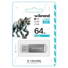 USB флеш накопитель Wibrand 64GB Cougar Silver USB 2.0 (WI2.0/CU64P1S) - Фото