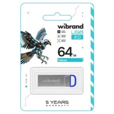 USB-флеш накопичувач Wibrand 64 GB Falcon Silver-Blue USB 2.0 (WI2.0/FA64U7U) - Фото