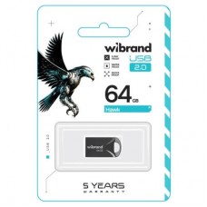 USB-флеш накопичувач Wibrand 64 GB Hawk Black USB 2.0 (WI2.0/HA64M1B) - Фото