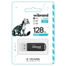 USB флешнакопичувач Wibrand 128 GB Marten Black USB 3.2 Gen 1 (USB 3.0) (WI3.2/MA128P10B) - Фото