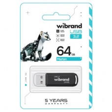 USB флеш накопитель Wibrand 64GB Marten Black USB 3.2 Gen 1 (USB 3.0) (WI3.2/MA64P10B) - Фото