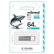 USB-флеш накопичувач Wibrand 64 GB Shark Silver USB 2.0 (WI2.0/SH64U4S) - Фото