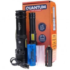 Фонарь Quantum Perfect 5WLED zoom +3WCOB з функ Power Bank Li-ion18650/2600mAh (QM-FL1035) - Фото