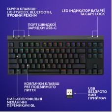 Клавіатура Logitech G515 TKL Lightspeed Tactile Bluetooth UA Black (920-012538) - Фото
