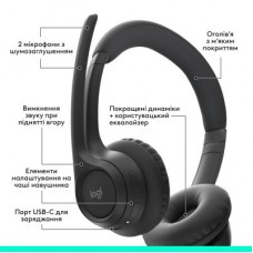 Наушники Logitech Zone 300 Bluetooth Graphite (981-001407) - Фото