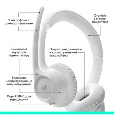 Наушники Logitech Zone 300 Bluetooth Off-White (981-001417) - Фото
