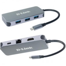 Концентратор D-Link 3xUSB3.0, 1xUSB-C/PD, 1xHDMI 1.4b, 1xGE, USB-C (DUB-2335) - Фото