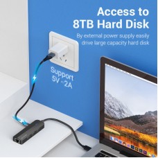 Концентратор Vention USB 3.1 Type-C to 3xUSB 2.0+MicroUSB+RJ45 100M Ethernet black (TGOBB) - Фото