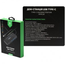 Концентратор Vinga USB-C 3.1 to VGA+HDMI+RJ45+3xUSB3.0+USB2.0+SD/TF+PD+Audio (VHYC10) - Фото