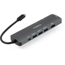 Концентратор Vinga USB-C 3.1 to HDMI+RJ45_1Gbps+3xUSB3.0+SD/TF+PD100W (VHYC8) - Фото