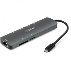 Концентратор Vinga USB-C 3.1 to HDMI+RJ45_1Gbps+3xUSB3.0+SD/TF+PD100W (VHYC8) - Фото